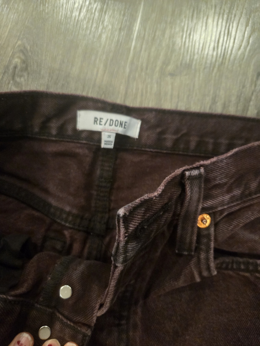 RE/DONE High-Waist Jeans in Deep Burgundy Washed Like
